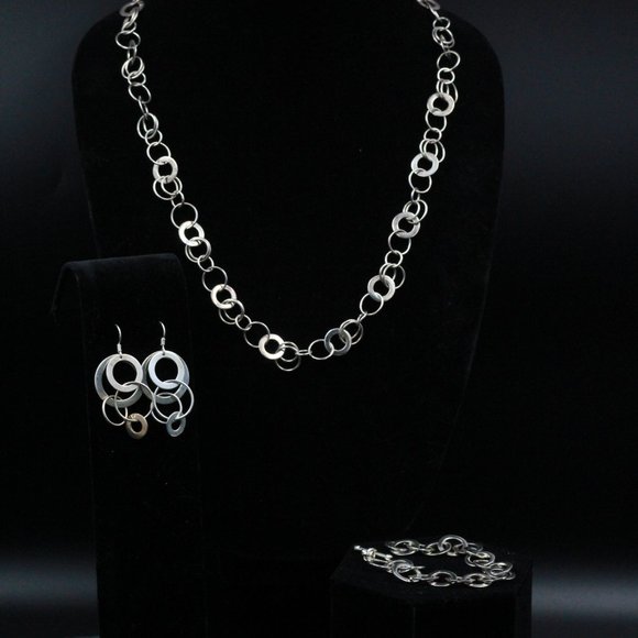 STERLING SILVER CA CANADA CIRCULAR NECKLACE SET - Picture 7 of 12